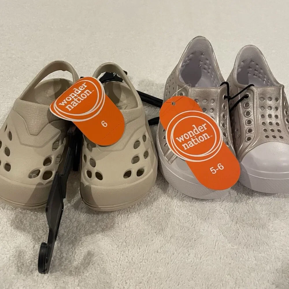 Set of 2 Pairs of Wonder Nation Girls Toddler Shoes Size 6 & 5/6 New with Tags